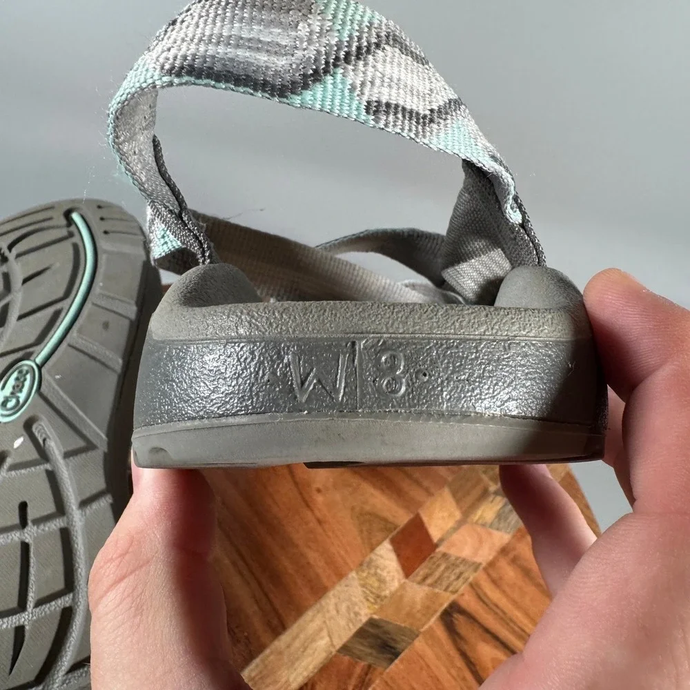 Chaco Z Cloud 2 Womens 8 Gray Teal Geometric Toe Loop Strappy Hiking Sandals